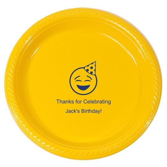 Personalized Party Hat Emoji Plastic Plates